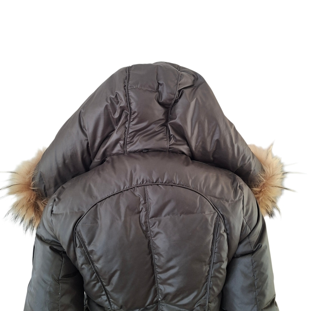 Rudsak Feathers Down Leather Women's Winter Coat Real Fur khaki brown - Picture 8 of 16